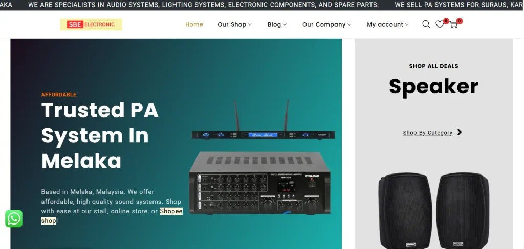 Audio Visual Equipment desktop website preview